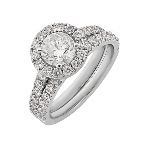 2 cttw 14K White Gold Round Halo set - with 1 ct Center Diamond - WHR200362EW - Berg Jewelry & Gifts