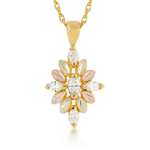 Black Hills Gold Diamond Pendant - G LPE3934D - Berg Jewelry & Gifts