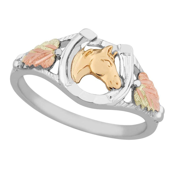 Black Hills Gold and Silver Ring MR1376 MTR L HORSE RING - Berg Jewelry & Gifts