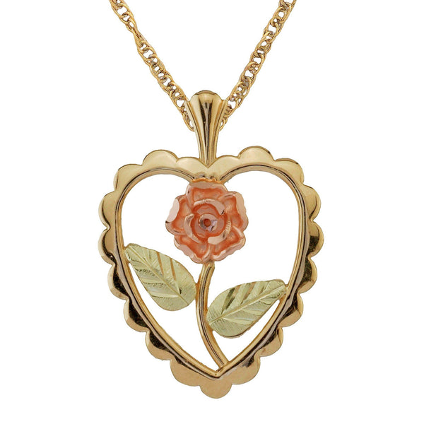Black Hills Gold Pendant 25323 BHG ROSE HEART PEND - Berg Jewelry & Gifts