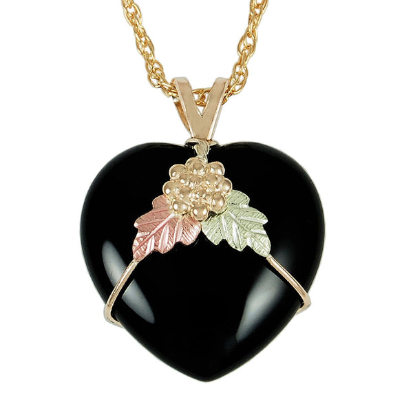 Black Hills Gold Pendant 2631O BHG HEART ONYX PEND - Berg Jewelry & Gifts