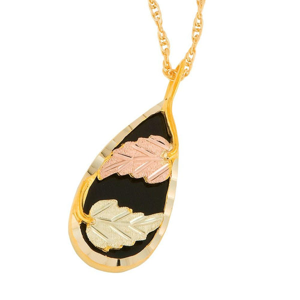Black Hills Gold Pendant G2021 MTR BHG ONYX PEND - Berg Jewelry & Gifts