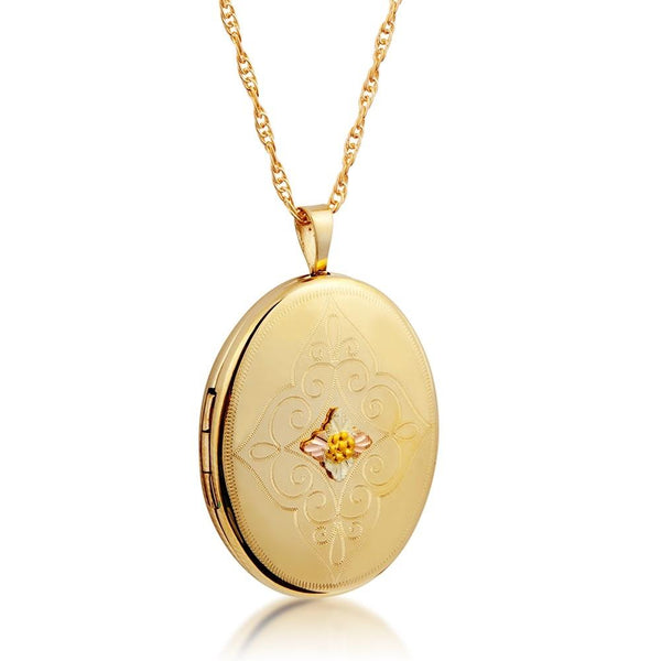 Black Hills Gold Pendant G20321 BHG SM OVAL LOCKET - Berg Jewelry & Gifts