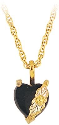 Black Hills Gold Pendant G2242 MTR HEART ONYX PEND - Berg Jewelry & Gifts