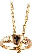 Black Hills Gold Pendant G2767 CROSS BABY RING ON CHAIN - Berg Jewelry & Gifts