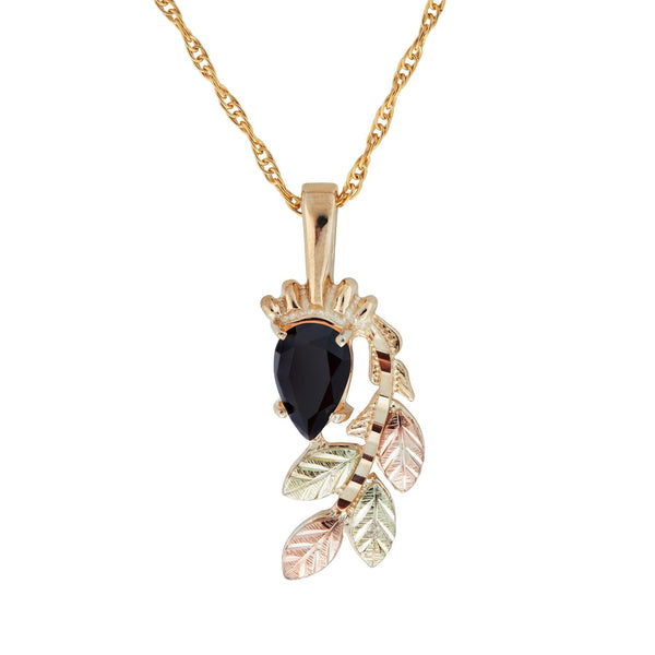 Black Hills Gold Pendant GC25190O-F BHG ONYX PEND - Berg Jewelry & Gifts