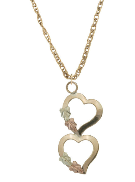 Black Hills Gold Pendant GC2674 BHG DOUBLE HEART PEND - Berg Jewelry & Gifts