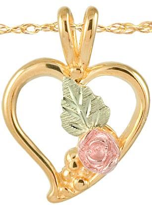 Black Hills Gold Pendant GSD20251 (80276) HEART/ROSE PD - Berg Jewelry & Gifts