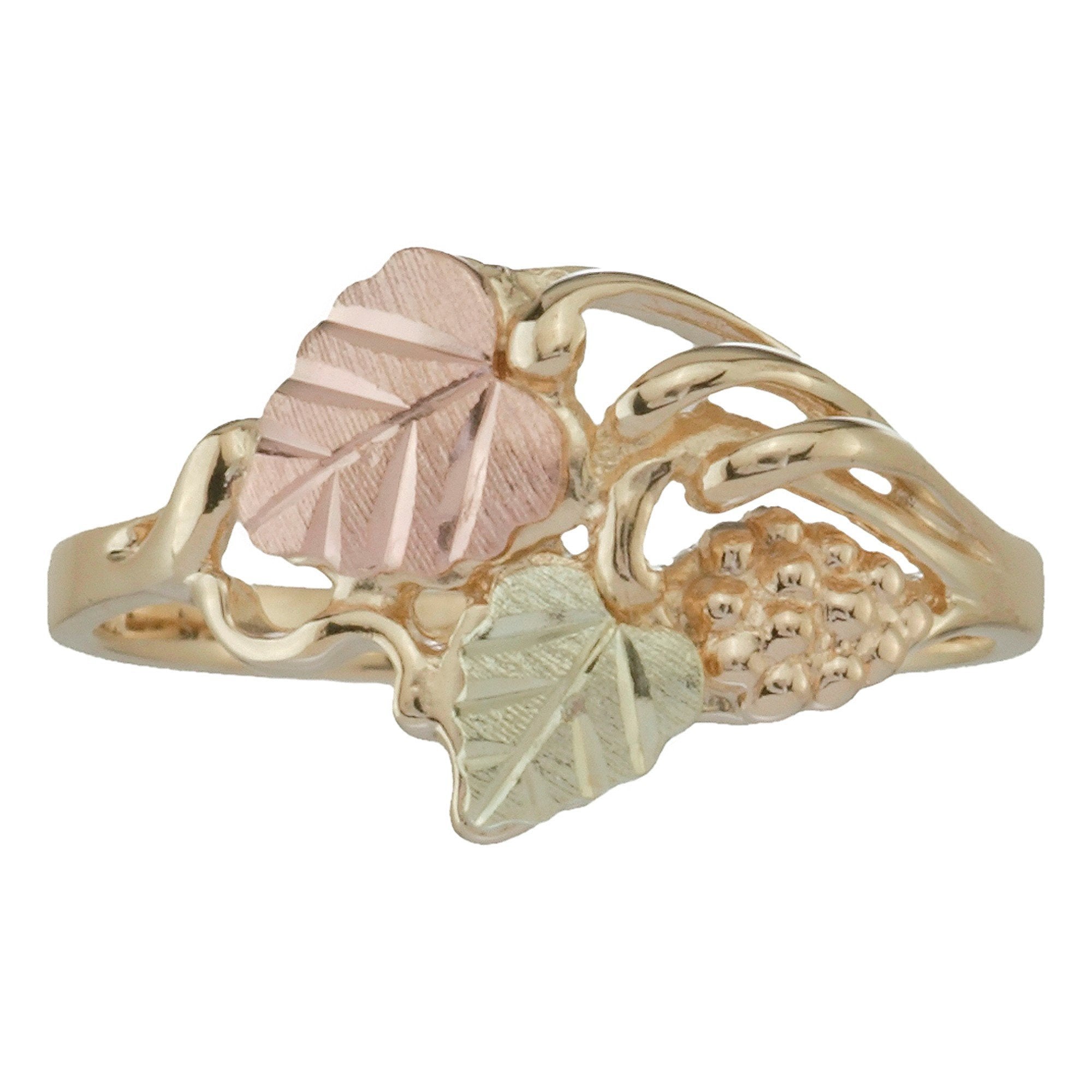 Amazon.com: Heart Leaf Grape Cluster Ring, 10k Yellow Gold, 12k Green and  Rose Gold Black Hills Gold Motif, Size 4: Clothing, Shoes & Jewelry