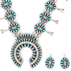 Elton James Reversable Turquoise Coral Squash Blossom Set - Berg Jewelry & Gifts