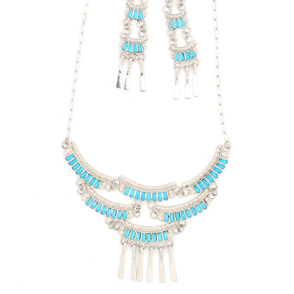 Linda Shelandewa - Zuni Turquoise Chandelier Necklace - B28 LZET-23000 - Berg Jewelry & Gifts