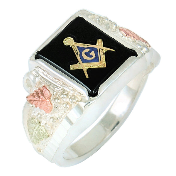 MRC1363OMASGS MASONIC ONYX RING - Berg Jewelry & Gifts
