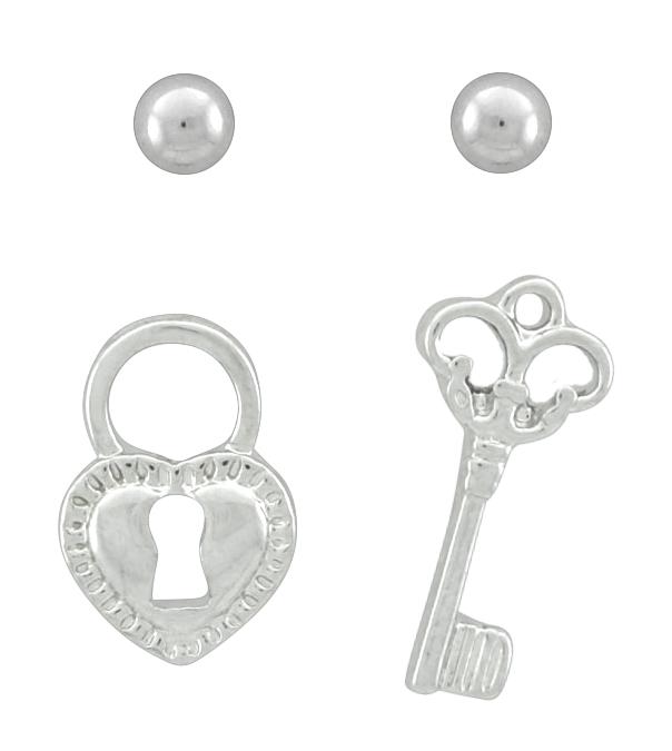 Heart Shape Stud Lock and Key Earring-A Perfect Blend of Charm!
