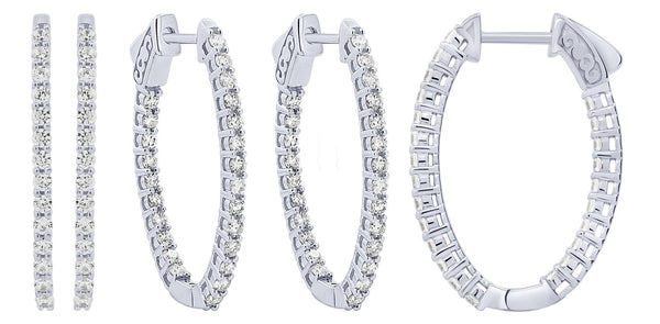 WHE160051 1 CTTW OVAL Inisde-Out Hoop Diamond Hoop - Berg Jewelry & Gifts