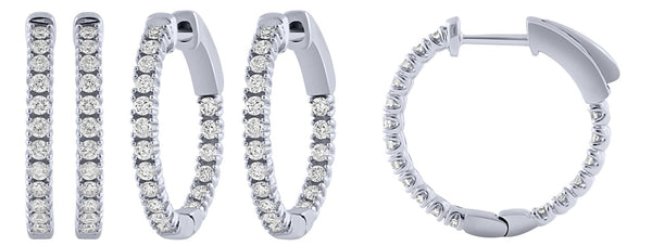 WHE160052 1 CTTW ROUND Inside-Out Hoop Diamond Hoop - Berg Jewelry & Gifts