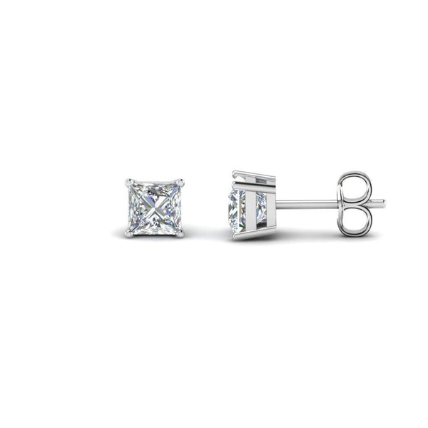 WHER10PR-W4SN 1/10 CTTW White Gold Princess Cut Diamond Earrings - Berg Jewelry & Gifts