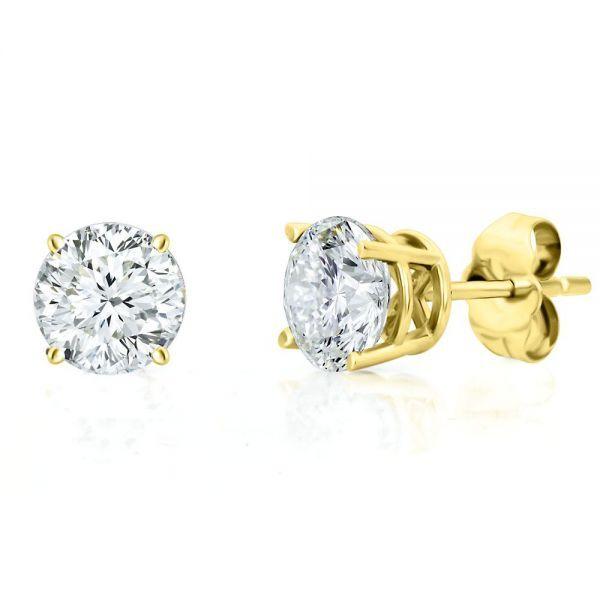 YGEA150CFRD-A 1 1/2 CTTW RDYellow Gold Four Prong Diamond Earrings - Berg Jewelry & Gifts